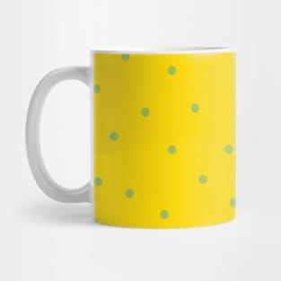 Green Polka Dots on Yellow Background Mug